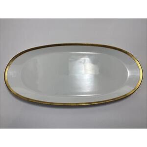 Rosenthal Germany White Porcelain Gold Rim Oval Serving Platter Mid-Century